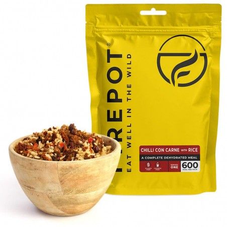 Plat déshydraté Firepot Chili con Carne et riz en sachet étanche