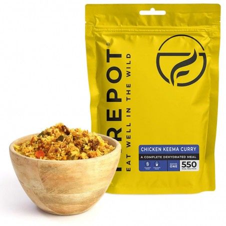 Sachet repas déshydraté Firepot Curry de poulet Keema avec riz