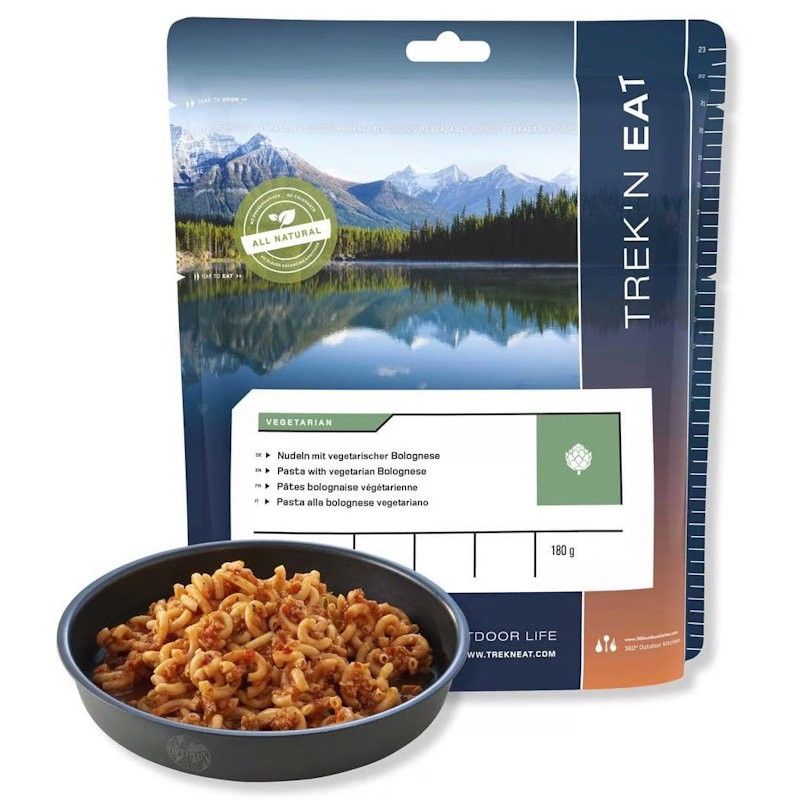 Plat lyophilisé Trek'n Eat Pâtes bolognaise végétariennes en sachet étanche