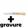 Couteau Opinel N°8 inox gravé avec gravure sur le manche en bois