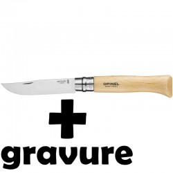 Couteau Opinel N°12 inox gravé avec gravure sur manche en bois