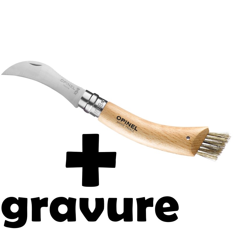 Couteau Opinel N°8 Champignon personnalisé avec gravure