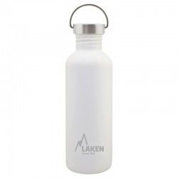 Gourde en acier inoxydable Laken Basic Steel 1 litre inox blanche avec bouchon Vintage