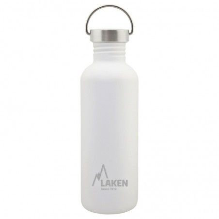 Gourde en acier inoxydable Laken Basic Steel 1 litre inox blanche avec bouchon Vintage