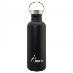 Gourde inox Laken Basic Steel 1litre de couleur noire avec bouchon Vintage