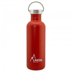 Gourde en acier inoxydable rouge Laken Basic Steel avec bouchon inox Vintage