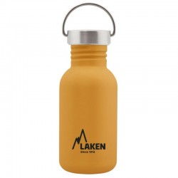 Gourde 0,5 l jaune Laken Basic Steel en acier inoxydable avec bouchon inox Vintage