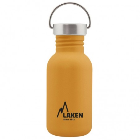 Gourde 0,5 l jaune Laken Basic Steel en acier inoxydable avec bouchon inox Vintage