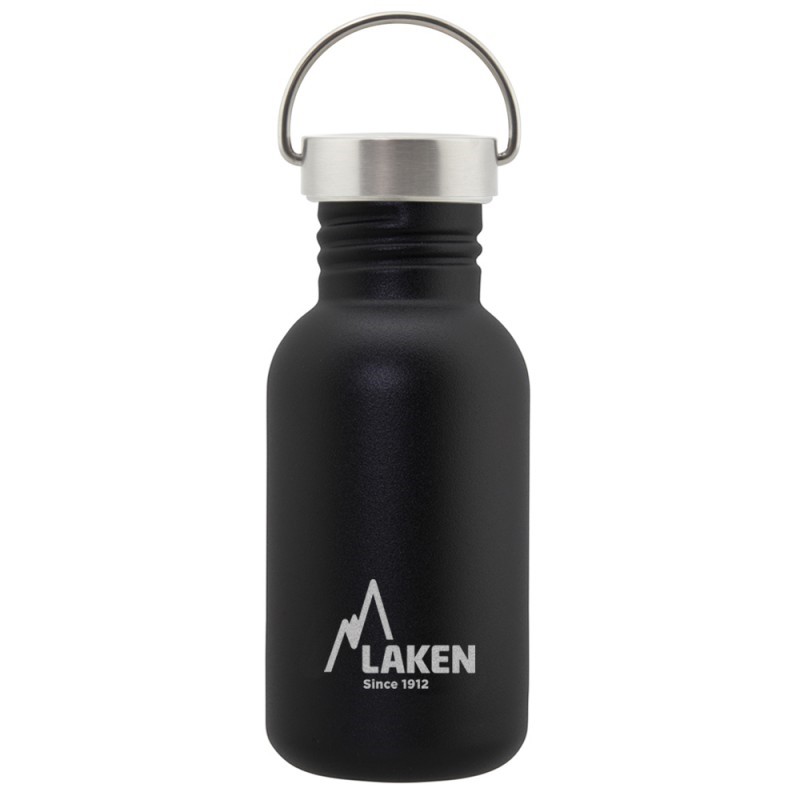 Laken Basic Steel 0,5 L noire : gourde inox avec bouchon inox Vintage