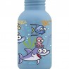 Gourde enfant inox Laken Basic Steel 0,5L de couleur bleue avec poissons, tortue et étoile de mer