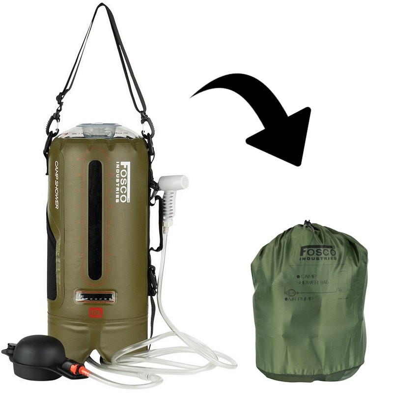 Douche solaire avec pompe à pression Fosco Outdoor Camp Shower 12L