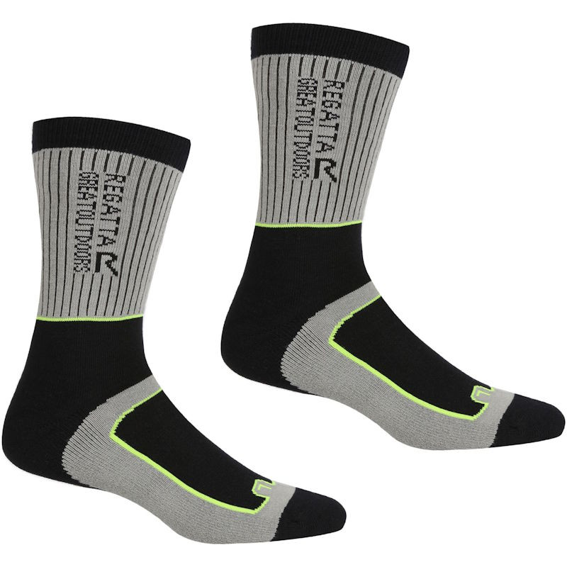 Chaussettes de randonnée Regatta Samaris en coloris gris et noir Dark Steel / Lime