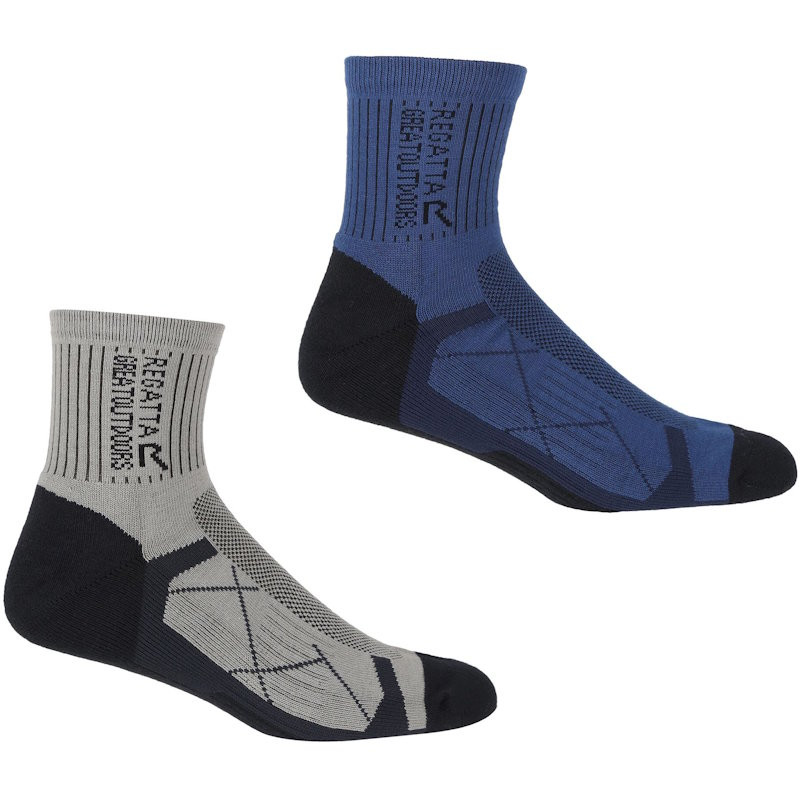 Lot de 2 paires de chaussettes de randonnée Regatta Outdoor bleue et grise