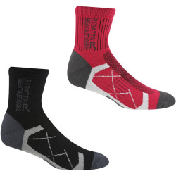 Chaussettes de randonnée pour femme Regatta Ladies Outdoor de couleur rose et noire